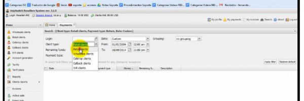 4.26 Emplear opción payments o pagos de panel VSR3