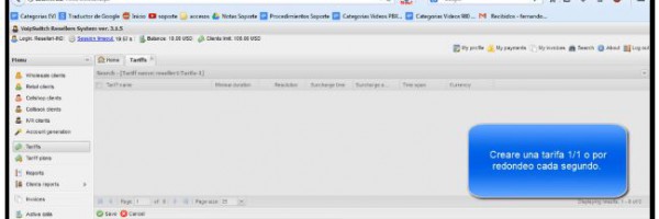 4.5 Crear Tarifa 11 o Redondeo al Segundo desde Panel VSR3