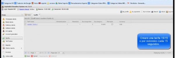 4.6 Crear Tarifa 1515 o Redondeo Quince Segundos Reseller I
