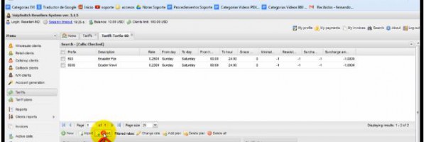 4.7 Exportar Tarifas desde el “Panel VSR3” para Cuentas “Reseller I”