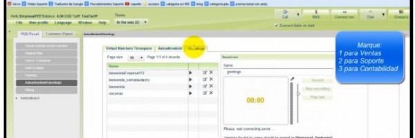 5.16 Creación de escenarios para la operadora automática de llamadas desde el portal pbx